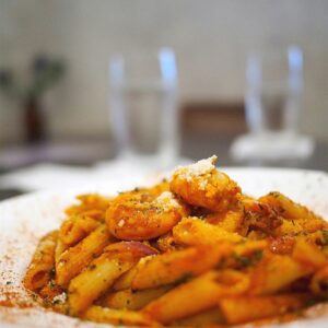 Tomato White Wine Prawns
